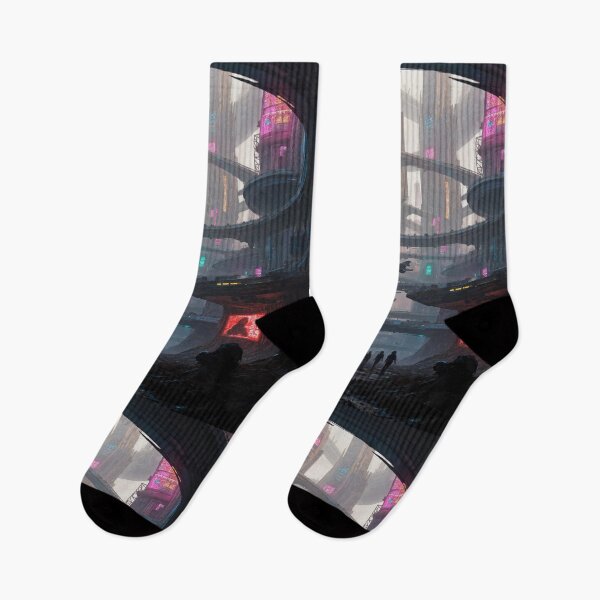 Item preview, Futuristic cyberpunk city wallpaper designed and sold by Planet Utoppia.
