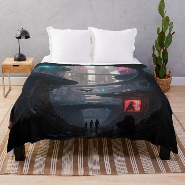 Item preview, Futuristic cyberpunk city wallpaper designed and sold by Planet Utoppia.