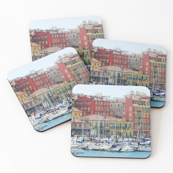 Item preview, Vibrant Colors of Nice, France Photography - Colorful Buildings and Boats in Port Lympia designed and sold by CarolinaReina.