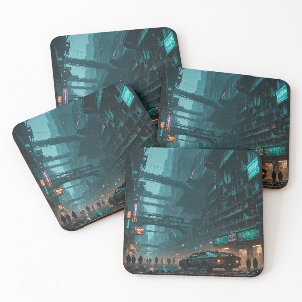 Item preview, Futuristic cyberpunk city wallpaper designed and sold by Planet Utoppia.
