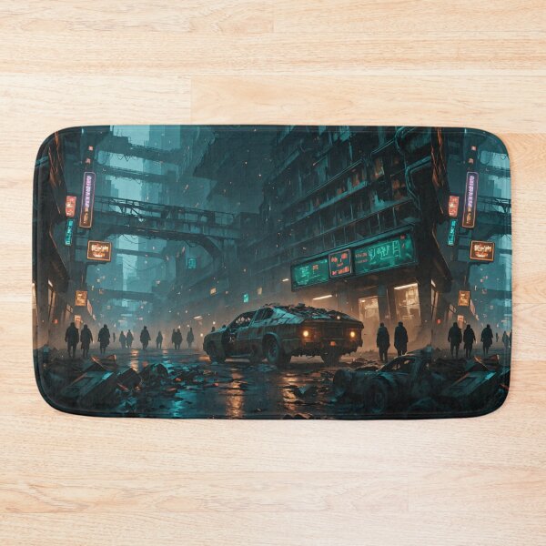 Item preview, Futuristic cyberpunk city wallpaper designed and sold by Planet Utoppia.