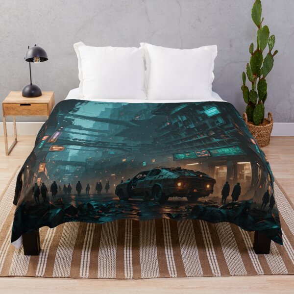 Item preview, Futuristic cyberpunk city wallpaper designed and sold by Planet Utoppia.