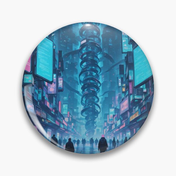 Item preview, Futuristic cyberpunk city wallpaper designed and sold by Planet Utoppia.