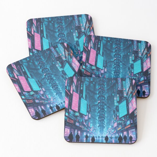 Item preview, Futuristic cyberpunk city wallpaper designed and sold by Planet Utoppia.