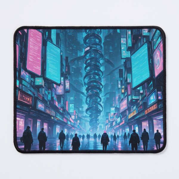 Item preview, Futuristic cyberpunk city wallpaper designed and sold by Planet Utoppia.