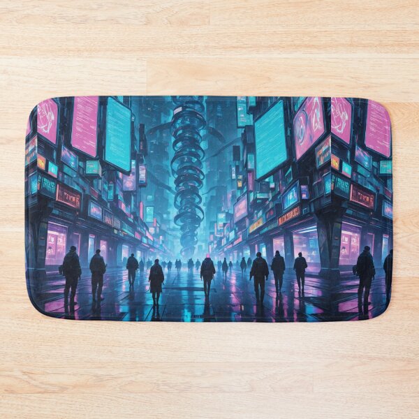 Item preview, Futuristic cyberpunk city wallpaper designed and sold by Planet Utoppia.