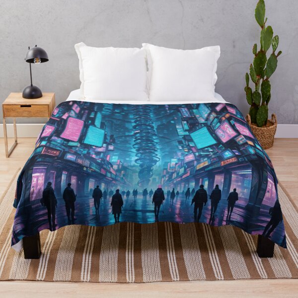 Item preview, Futuristic cyberpunk city wallpaper designed and sold by Planet Utoppia.
