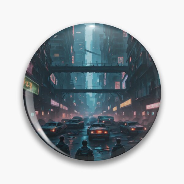 Item preview, Futuristic cyberpunk city wallpaper designed and sold by Planet Utoppia.
