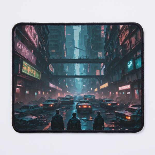 Item preview, Futuristic cyberpunk city wallpaper designed and sold by Planet Utoppia.
