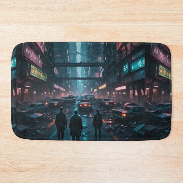 Item preview, Futuristic cyberpunk city wallpaper designed and sold by Planet Utoppia.
