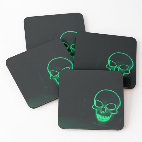 Item preview, Minimalist Neon Green Skull Duo - High Contrast Dark Aesthetic designed and sold by MDB_Shop.