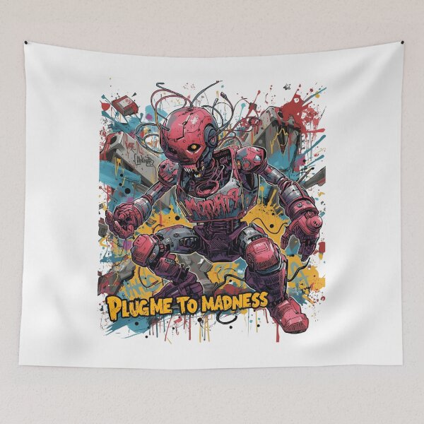 Item preview, Plug Me to Madness – Graffiti Cyberpunk Robot Design designed and sold by Activity01.