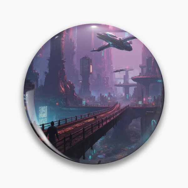 Item preview, Futuristic cyberpunk city wallpaper designed and sold by Planet Utoppia.