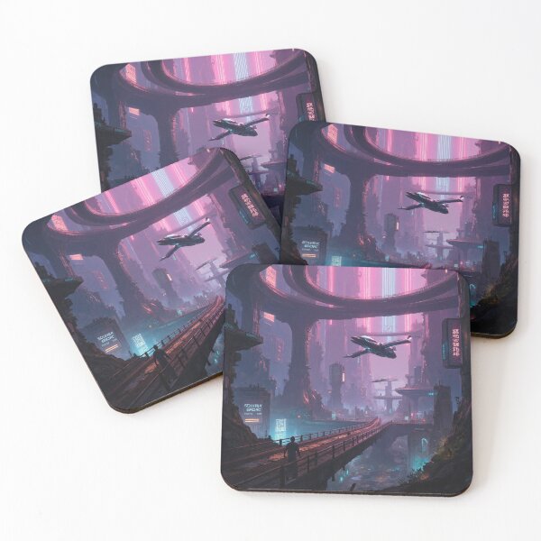 Item preview, Futuristic cyberpunk city wallpaper designed and sold by Planet Utoppia.