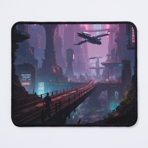 Item preview, Futuristic cyberpunk city wallpaper designed and sold by Planet Utoppia.