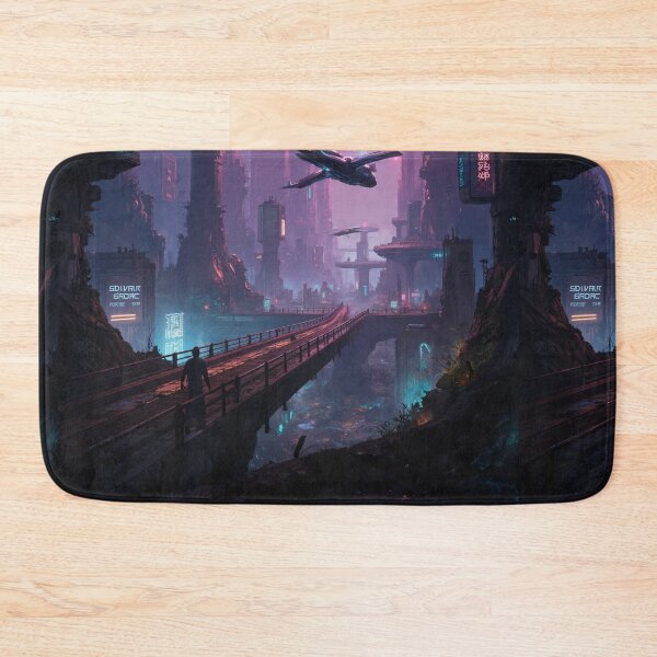 Item preview, Futuristic cyberpunk city wallpaper designed and sold by Planet Utoppia.