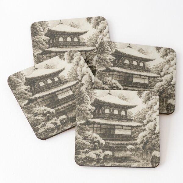 Item preview, Ginkaku-ji Temple in Winter Ink Art designed and sold by MINE Design-Works.