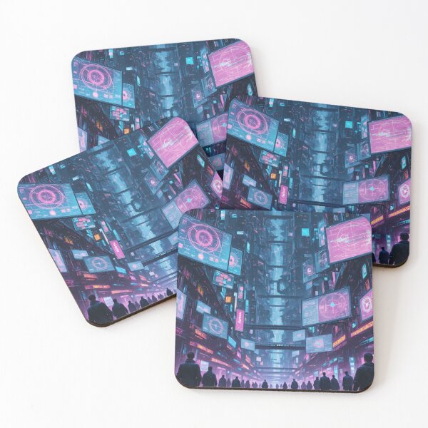 Item preview, Futuristic cyberpunk city wallpaper designed and sold by Planet Utoppia.