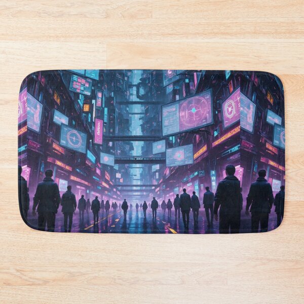 Item preview, Futuristic cyberpunk city wallpaper designed and sold by Planet Utoppia.