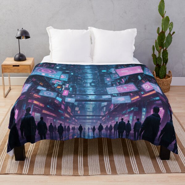 Item preview, Futuristic cyberpunk city wallpaper designed and sold by Planet Utoppia.