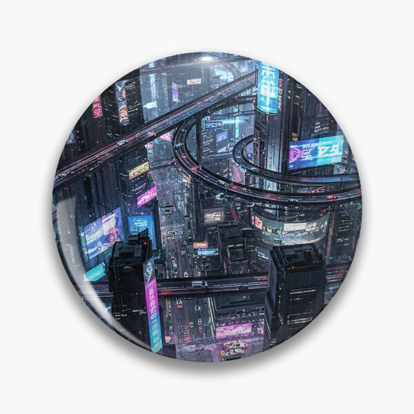 Item preview, Futuristic cyberpunk city wallpaper designed and sold by Planet Utoppia.