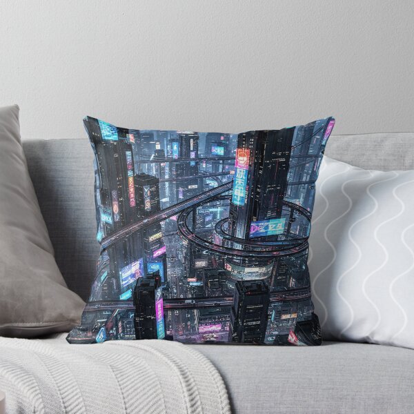 Item preview, Futuristic cyberpunk city wallpaper designed and sold by Planet Utoppia.