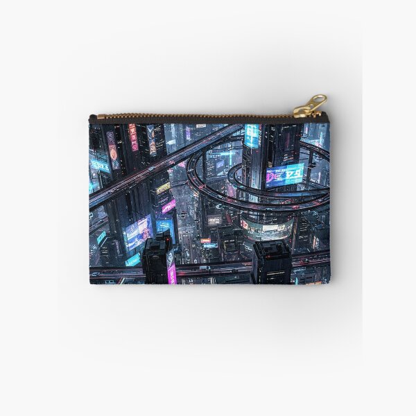 Item preview, Futuristic cyberpunk city wallpaper designed and sold by Planet Utoppia.