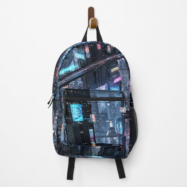 Item preview, Futuristic cyberpunk city wallpaper designed and sold by Planet Utoppia.