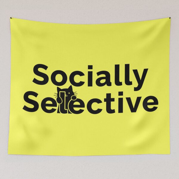 Item preview, Socially Selective | Introvert Cat Humor | Funny Animal Quote | Sassy Pet Lover Design designed and sold by TrackinDaTrends.