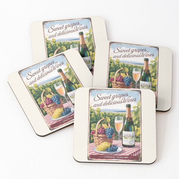 Item preview, Chateau Doulaire grapes and wine - retro metal plate advertising designed and sold by Museum Of Non-Existing Art.
