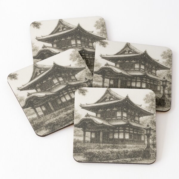 Item preview, Ancient Kyoto Temple Ink Art Illustration designed and sold by MINE Design-Works.