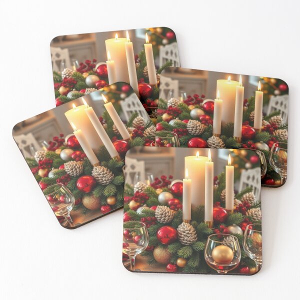 Item preview, Traditional Christmas Candle Wreath Centerpiece with Holiday Tree designed and sold by Vida e Arte.