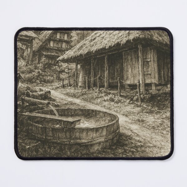 Item preview, Japanese Countryside Village Ink Art Illustration designed and sold by MINE Design-Works.
