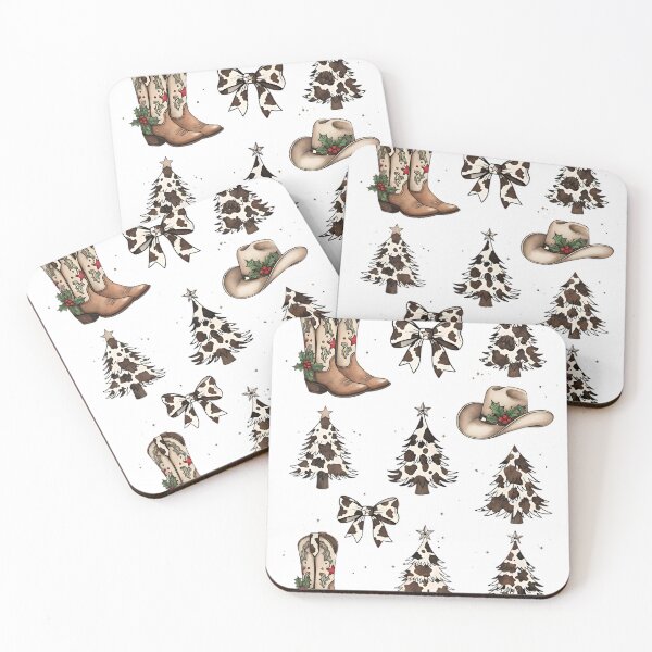 Item preview, Western Christmas Aesthetic | Cow Print Holiday Boots and Trees | Country Girl Festive Design designed and sold by colonpriscilla.
