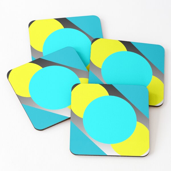 Item preview, Vibrant Overlapping Yellow & Cyan Circles - Modern Geometric Abstract Art Print designed and sold by Faali950.