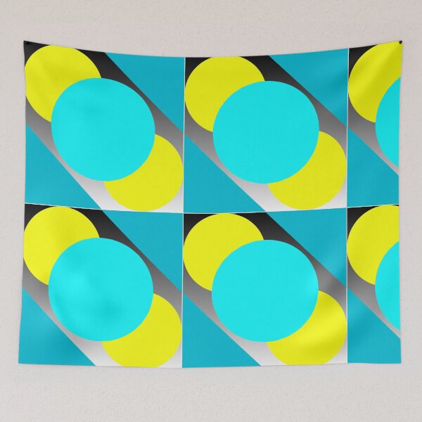 Item preview, Vibrant Overlapping Yellow & Cyan Circles - Modern Geometric Abstract Art Print designed and sold by Faali950.