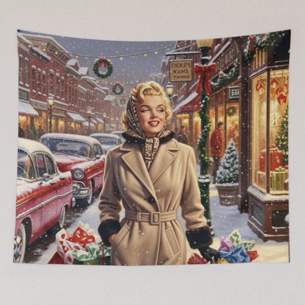Item preview, Marilyn Monroe's Glamorous Christmas Shopping: Vintage 1950s Snowy Street | Hollywood Holidays designed and sold by Art's Diner.