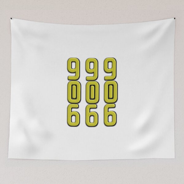 Item preview, Bold Yellow Numbers Illusion: 999 000 666 Abstract Wall Art Print - Upside Down Optical Trick Design designed and sold by Faali950.
