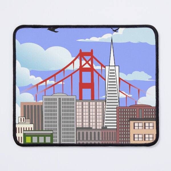 Item preview, San Francisco Cityscape Art with Cable Car & Golden Gate Bridge designed and sold by DeeLulu.