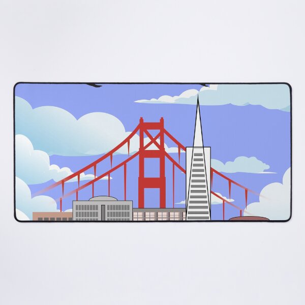 Item preview, San Francisco Cityscape Art with Cable Car & Golden Gate Bridge designed and sold by DeeLulu.