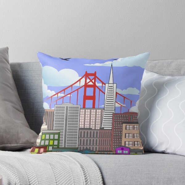 Item preview, San Francisco Cityscape Art with Cable Car & Golden Gate Bridge designed and sold by DeeLulu.