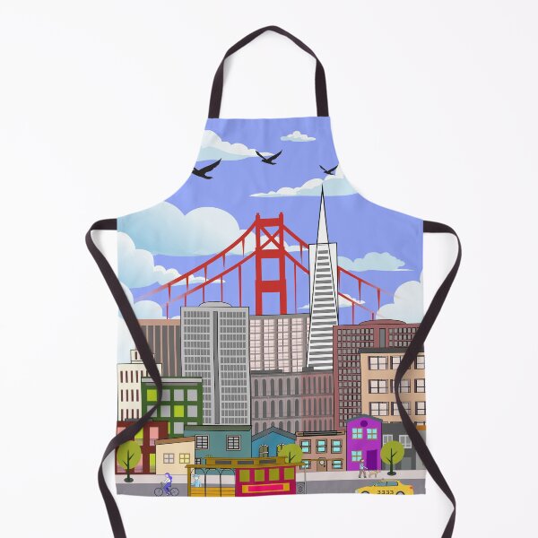 Item preview, San Francisco Cityscape Art with Cable Car & Golden Gate Bridge designed and sold by DeeLulu.