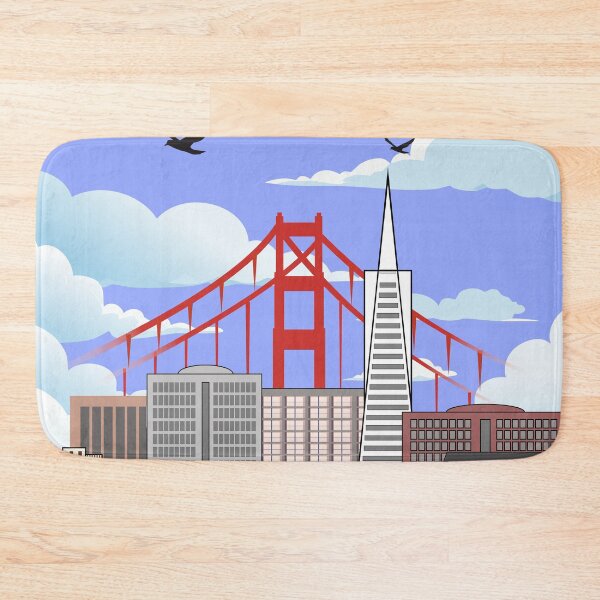 Item preview, San Francisco Cityscape Art with Cable Car & Golden Gate Bridge designed and sold by DeeLulu.
