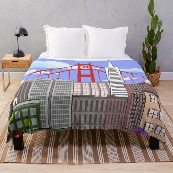 Item preview, San Francisco Cityscape Art with Cable Car & Golden Gate Bridge designed and sold by DeeLulu.