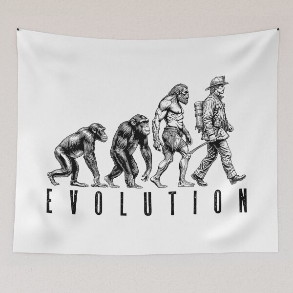 Item preview, Fireman Fire Fighter Evolution Ape Neanderthal Man Funny designed and sold by GrandeDuc.