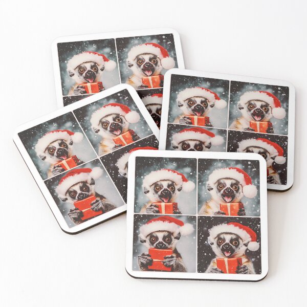 Item preview, Festive Lemur Wearing Santa Hat – Hilarious Christmas Animal Photobooth designed and sold by RockFireMerch.