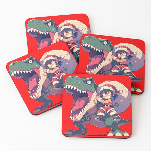 Item preview, Inosuke Hashibira Christmas Dinosaur Ride Demon Slayer Anime Chibi designed and sold by TorbenKuhano.
