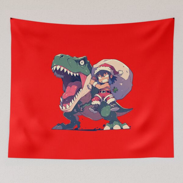 Item preview, Inosuke Hashibira Christmas Dinosaur Ride Demon Slayer Anime Chibi designed and sold by TorbenKuhano.