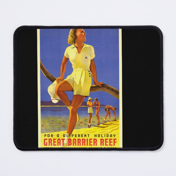 Item preview, Vintage Great Barrier Reef Travel Poster | 1930s Art Deco Style | Queensland Tourism | Bold Colors & Adventure | Digital Wall Art designed and sold by artofuniverse.