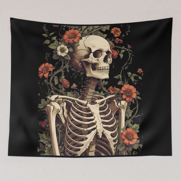 Item preview, Aesthetic botanical skeleton human skeleton intertwined with flowers and vines 2 designed and sold by Neon G.